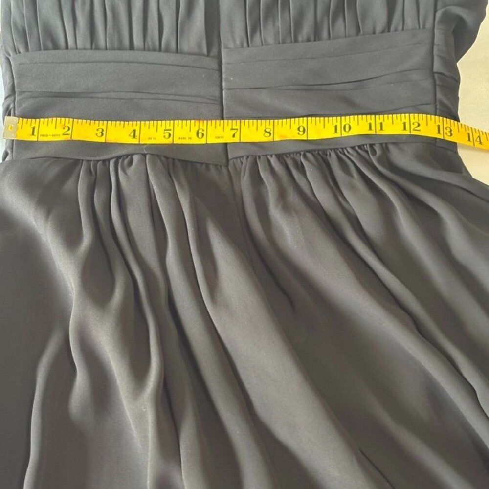 Bill Levkoff Black One-Shoulder Pleated Chiffon Cocktail Dress Size 12 - Picture 7 of 9